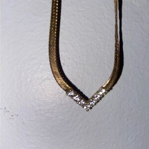 Avon Gold Necklace with Crystal Details